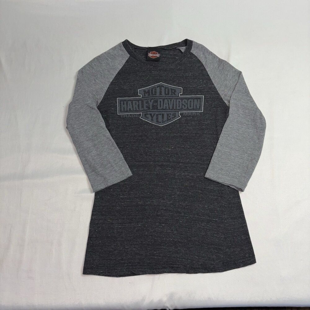 Harley-Davidson Rommel Annapolis Women’s Gray Raglan Shirt Size M 3/4 Sleeve